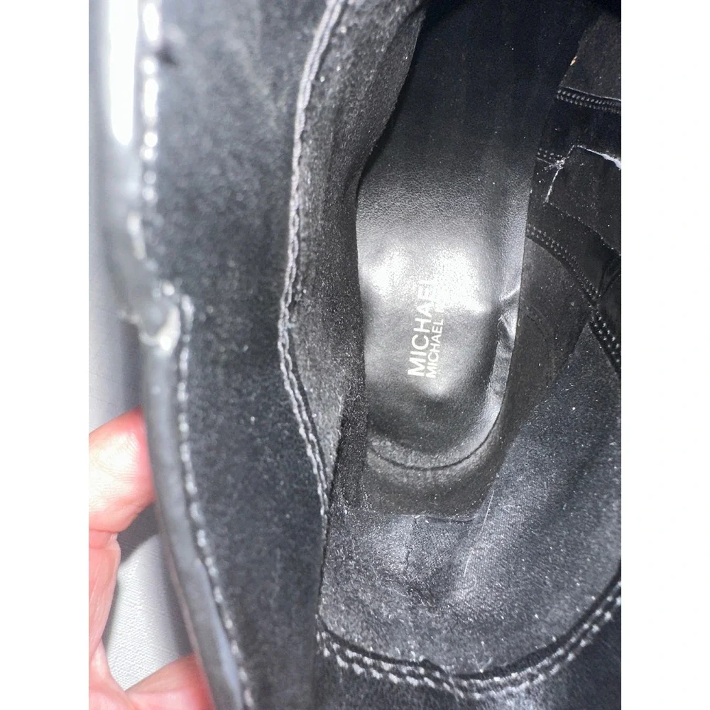 Michael Kors Black Leather Ankle Boots Logo Buckle‎ Detail Zip Up